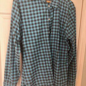 Todd Snyder x ALBINI Italian Button Down Plaid Flannel Shirt Size L Blue